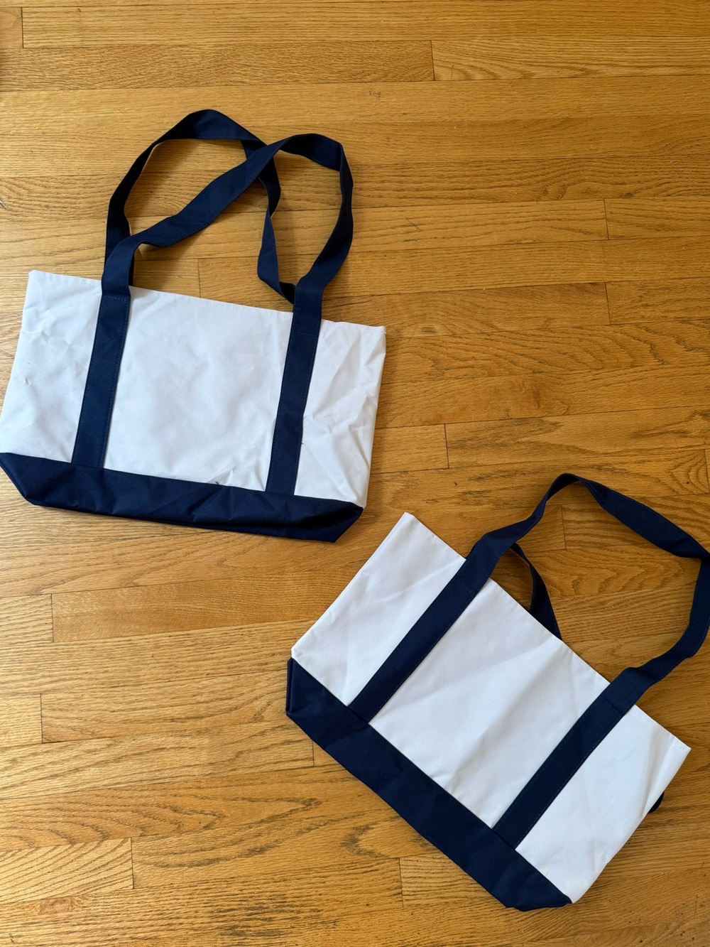 2 Tote Bags with Navy Trim and Rhode Island State Graphic (set of 2) - Picture 3 of 5